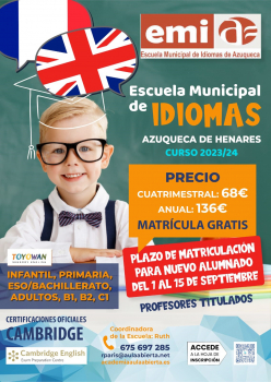 El plazo de matriculación para nuevos alumnos de la Escuela de Idiomas de Azuqueca se abre mañana, 1 de septiembre