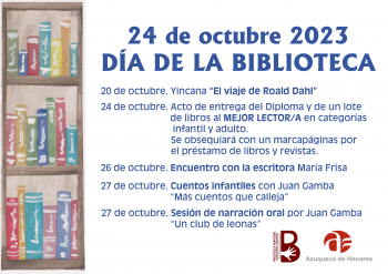 Azuqueca celebra el Día de la Biblioteca con actividades de animación a la lectura y un encuentro con la escritora María Frisa