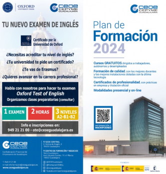 El Plan de Formación 2024 de CEOE-Cepyme Guadalajara constará de 150 cursos gratuitos dirigidos a personas paradas y ocupadas