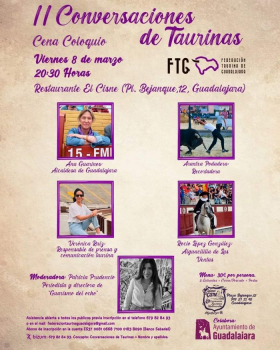 La mujer en la tauromaquia centrará la II Cena-Coloquio "Conversaciones de Taurinas" de la Federación Taurina