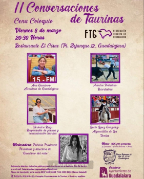 II Cena-Coloquio "Conversaciones de Taurinas" en Guadalajara: Homenaje a la Mujer taurina 