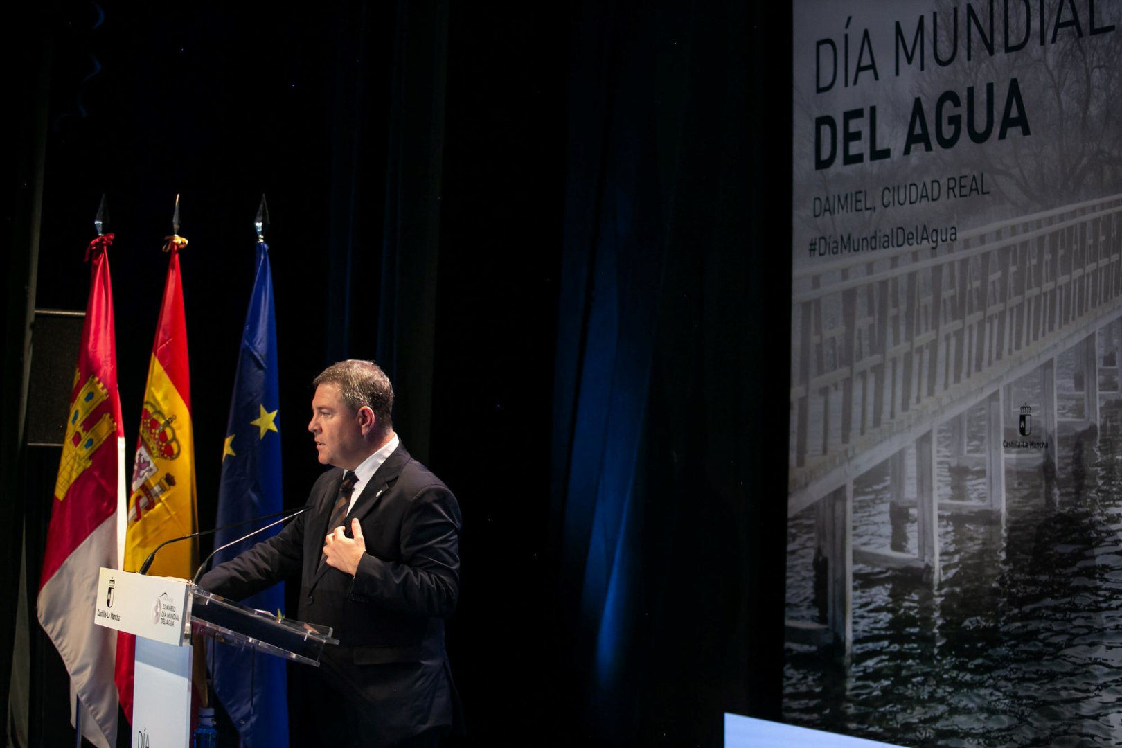 El presidente regional, durante su intervención en el acto del Día Mundial del Agua//Imagen: JCCM