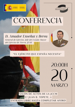 La máxima autoridad del Ejército de Tierra en España, Amador Enseñat Berea, hablará del “El Ejército que España necesita”, de la mano de Siglo Futuro