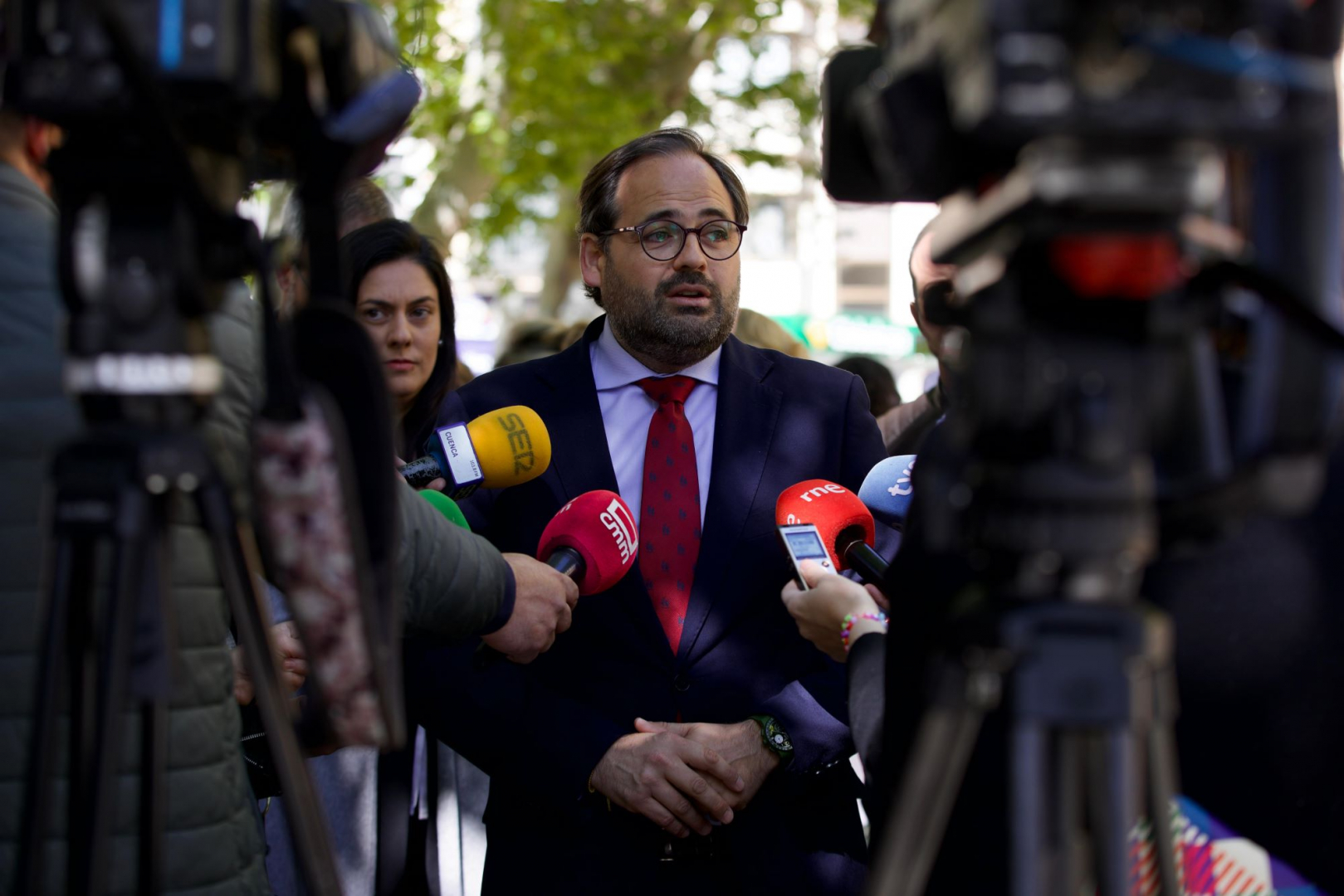 paco Núñez, en sus declaraciones ante la prensa hoy martes//Imagen: PP Castilla-La Mancha