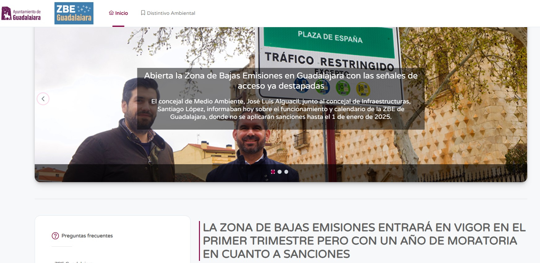 Imagen de la web de la Zona de Bajas Emisiones del Ayuntamiento.