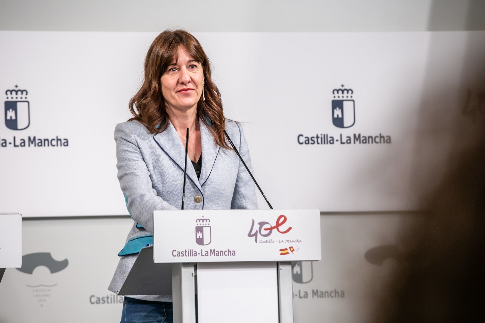 Blanca Fernández, durante su comparecencia ante los medios de comunicación//Imagen: JCCM